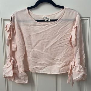 Listicle crop top with split flutter sleeves